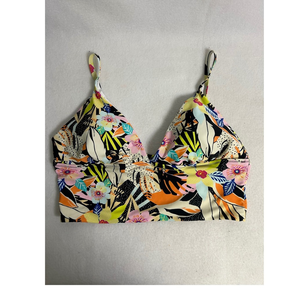 Tropical Floral Old Navy Women XL Multicolor Longline‎ Triangle Bikini Top